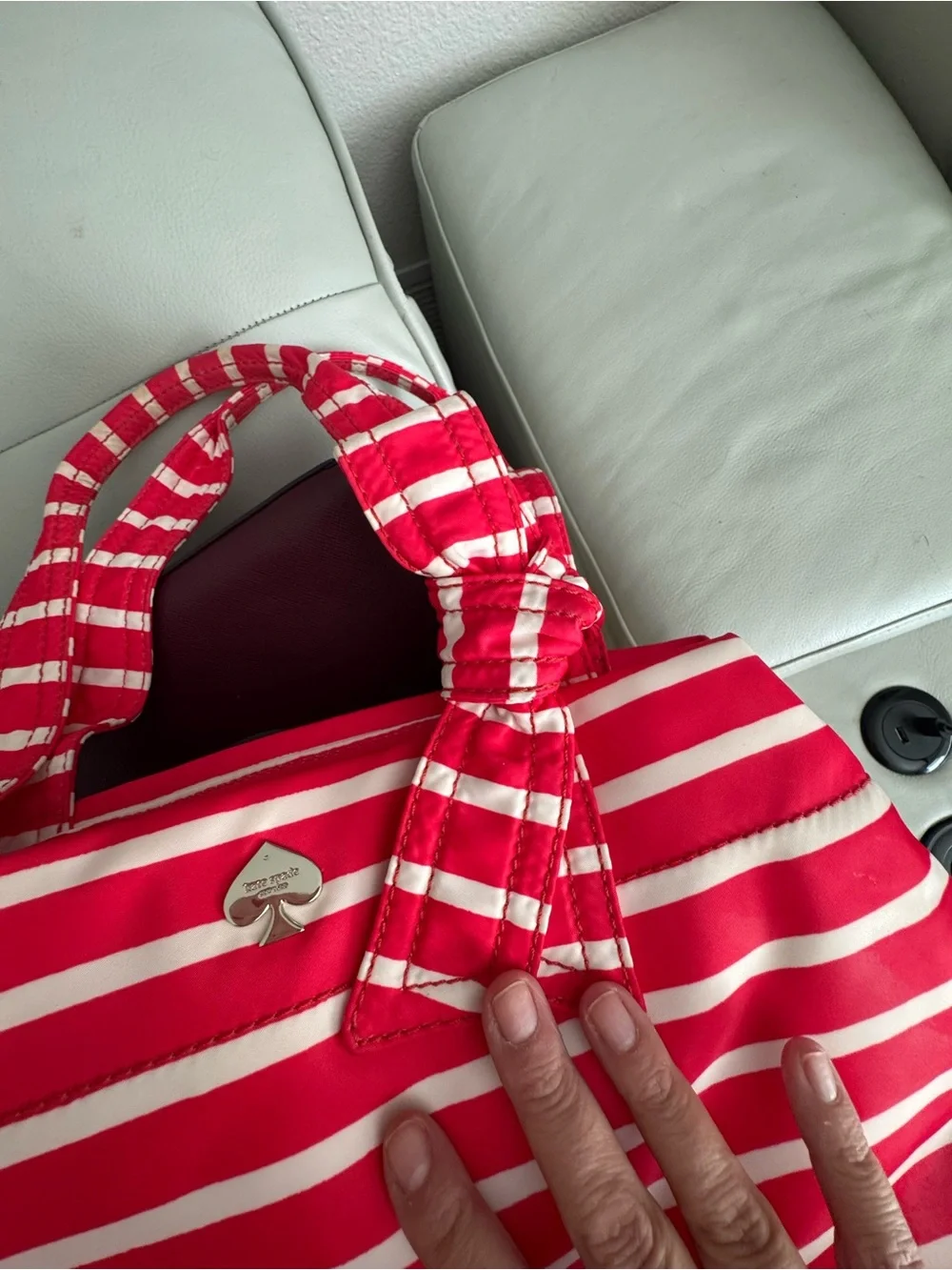 Kate Spade Flatiron Maryanne Striped Tote Geranium Red White